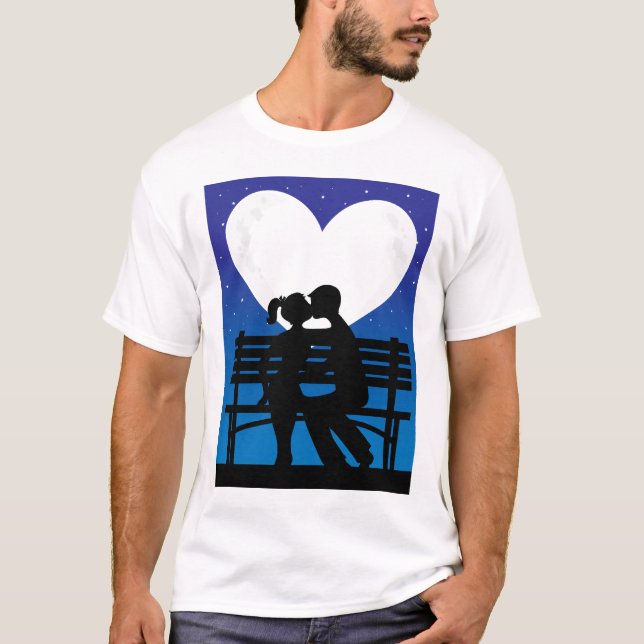 Camiseta Lua da silhueta do casal (Frente)