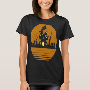 Camiseta lua de cheio de casa assombrada por vintage retro
