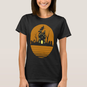 Camiseta lua de cheio de casa assombrada por vintage retro