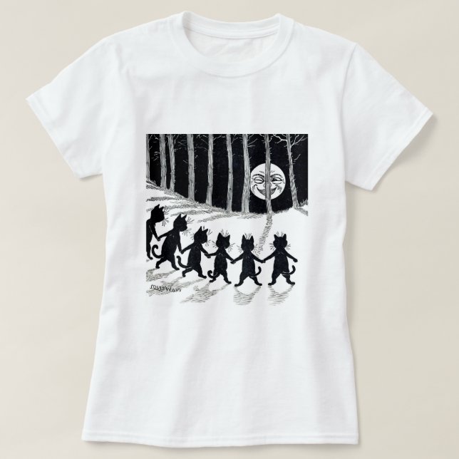Camiseta Lua de cheio e Gatos, Louis Wain (Frente do Design)