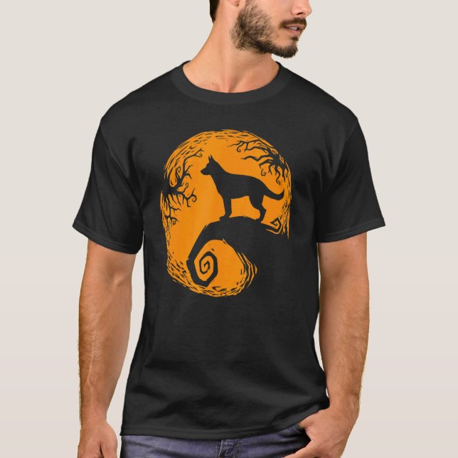 Camiseta Lua de Colheita de german shepherd (Frente)