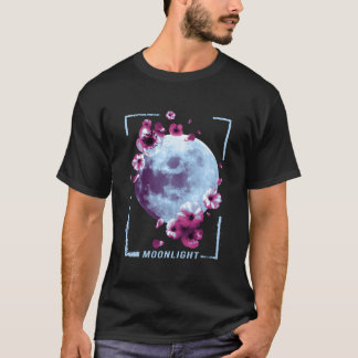 Camiseta Lua de Flor de Cerejeira Pintura Japonesa
