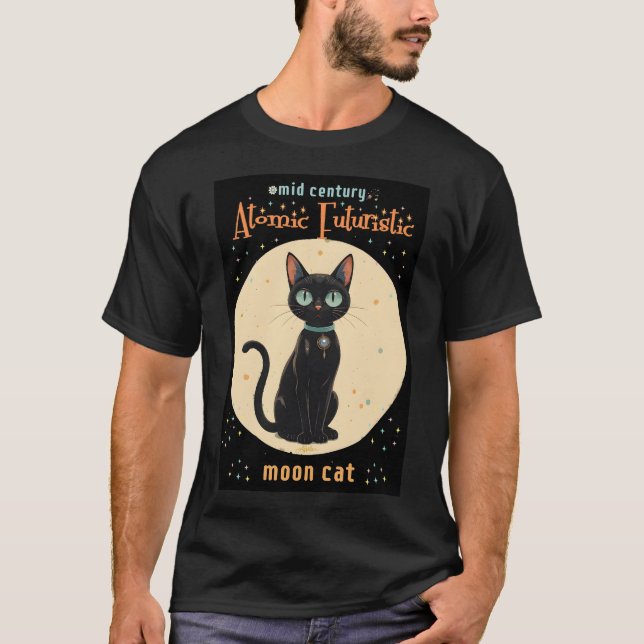 Camiseta Lua de Gato Negro Futuro Atômico com texto (Frente)