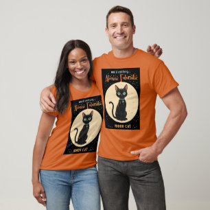 Camiseta Lua de Gato Negro Futuro Atômico com texto