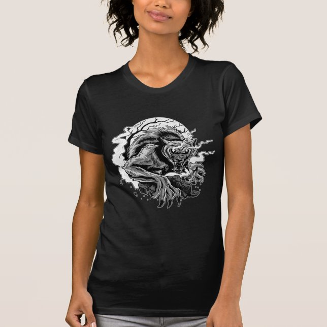 Camiseta Lua de lobisomem monocromática (Frente)