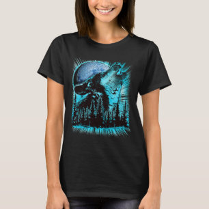 Camiseta Lua de Lobo Uivando Floresta de Pinheiros Legal