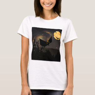 Camiseta Lua de Morcegos e Halloween