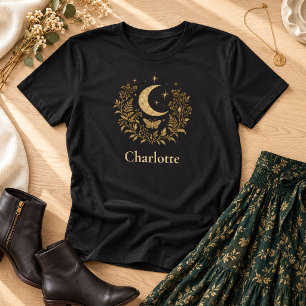 Camiseta Lua de Ouro Personalizada com Mariposa Botânica Wi
