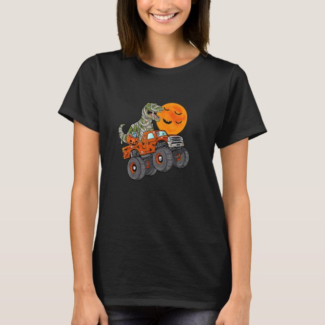 Camiseta Lua de Truck Monstro do Dinossauro das Halloween (Frente)