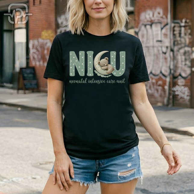 Camiseta Lua de Urso de Pelúcia UTIN Unidade de Terapia Int (Teddy Bear Moon NICU Neonatal Intensive Care Unit T-Shirt)