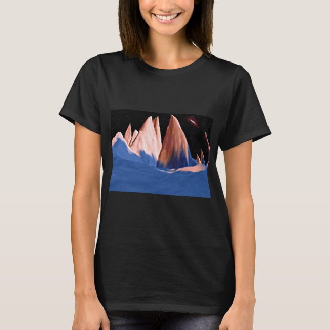 Camiseta Lua Distante de Cor Incomum Com Picos Irregulares (Frente)