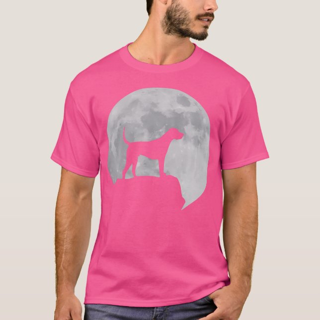 Camiseta Lua E Cachorro Silhout Inglês Foxhound (Frente)