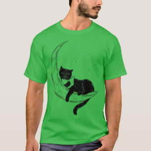 Camiseta Lua E Gato De Gato Lendo Gato E Pão De Livro