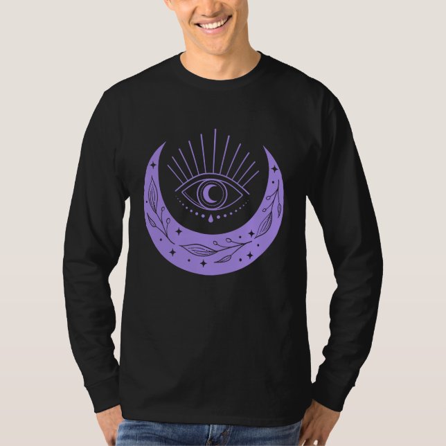 Camiseta Lua e Terceiro Olho Nova Era Espiritual Roxo Yoga  (Frente)