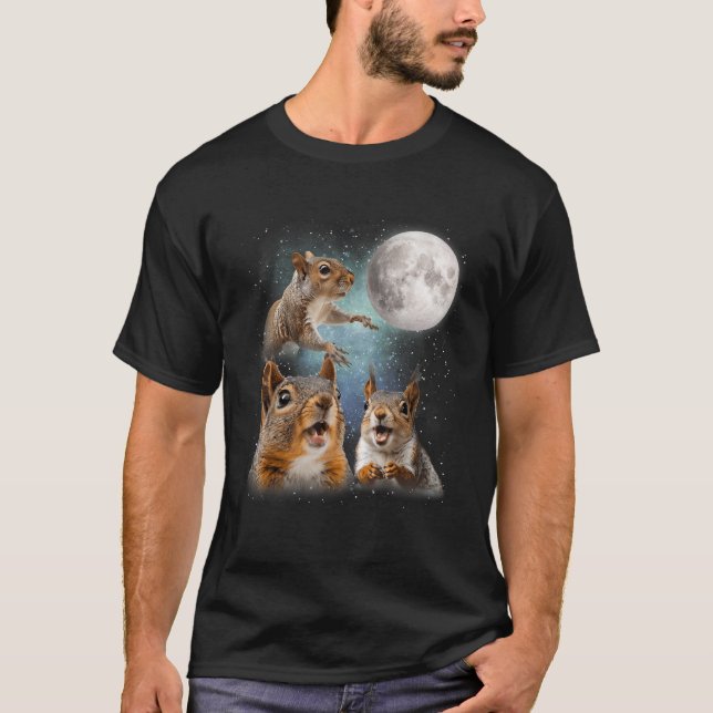 Camiseta Lua Esquilo Espacial Nerd Geed Ciência Engraçada (Frente)