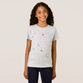 Camiseta Lua & Estrelas Minimalista Lavanda