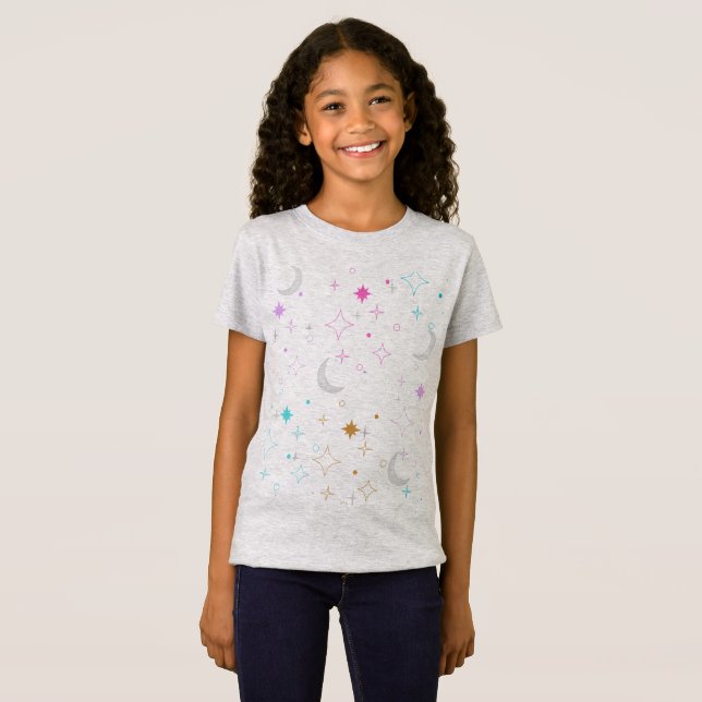 Camiseta Lua & Estrelas  Minimalista Lavanda (Frente Completa)