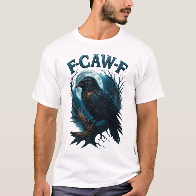 Camiseta Lua F Caw F Corvo Preto F-Caw-F Diversão (Frente)