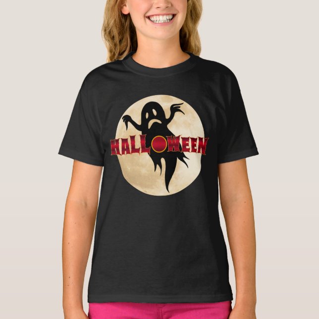 Camiseta Lua Fantasma de Halloween (Frente)