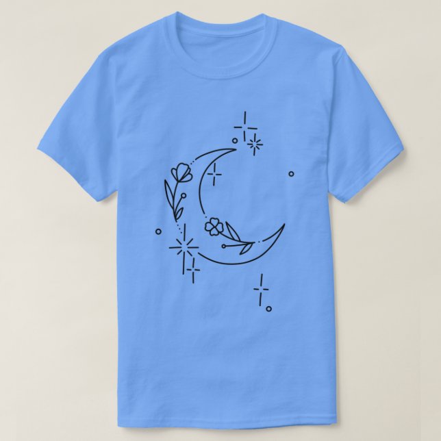 Camiseta Lua floral e estrelas (Frente do Design)