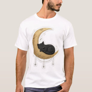 Camiseta lua gato preto fofo