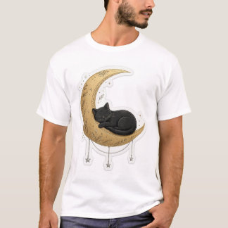 Camiseta lua gato preto fofo