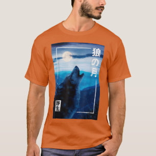 Camiseta Lua Japonesa Wolf Wild Forest Night Graphic 875