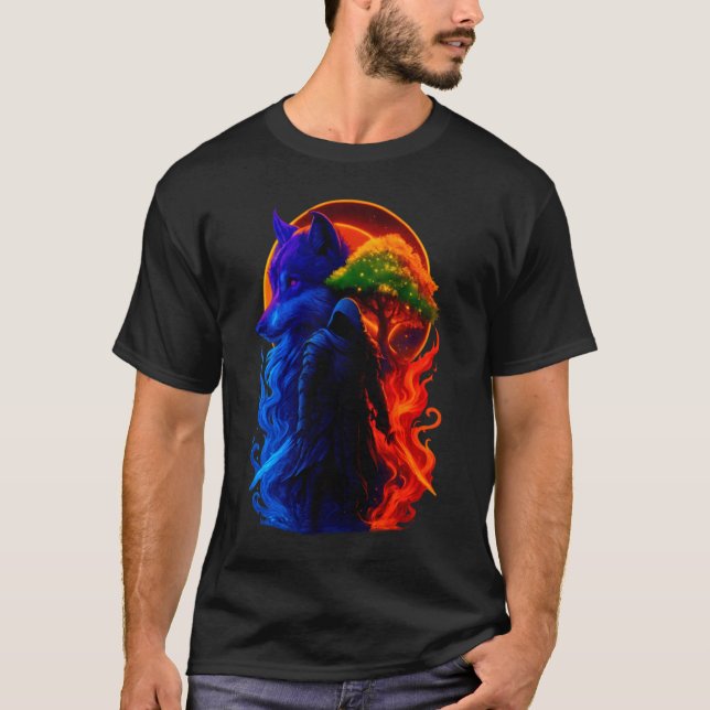 Camiseta Lua Mística & Oliva – Arte Celestial Texturizada à (Frente)