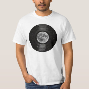 Camiseta Lua no registro de LP do vinil do espaço