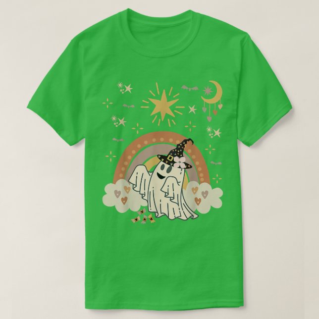 Camiseta Lua Para Halloween, Floral De Groovy Assombrado, G (Frente do Design)