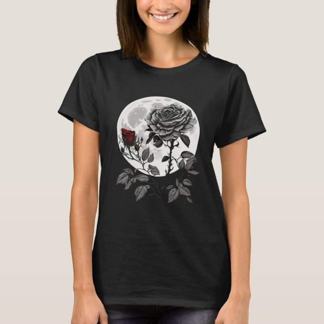 Camiseta Lua Rosa Gótica Goth Feitiçaria Bruxa  1 (Frente)