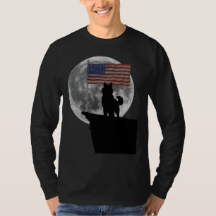 Camiseta Lua Siberian Husky Eusa Flag Engraçado Siberian Hu