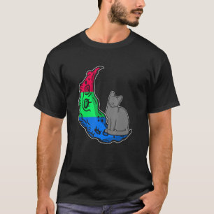 Camiseta Lua Sinalizador Polisexual Gato LGBTQ Gay Prid do 