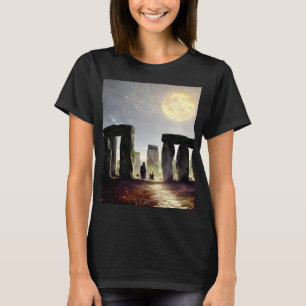Camiseta Lua Sobre Arte Digital Stonehenge
