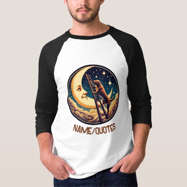 Camiseta Lua Sonhadora & Cachorro Subindo Escada (Frente)