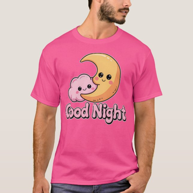 Camiseta Lua Sorrindo E Nuvem Dizendo Boa Noite (Frente)