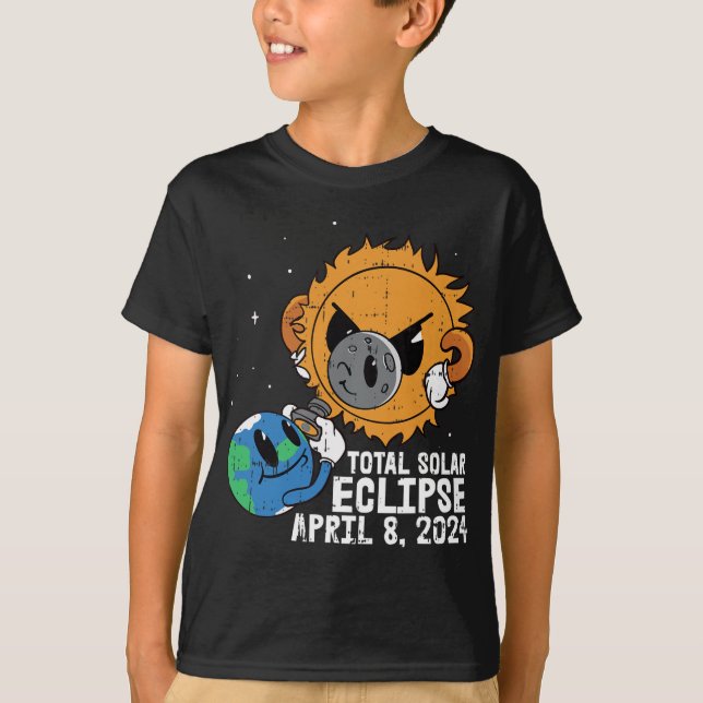 Camiseta Lua Sun Total Eclipse Solar Abril 8 2024 Totalidad (Frente)