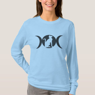 Camiseta Lua tripla T Longo-sleeved gato