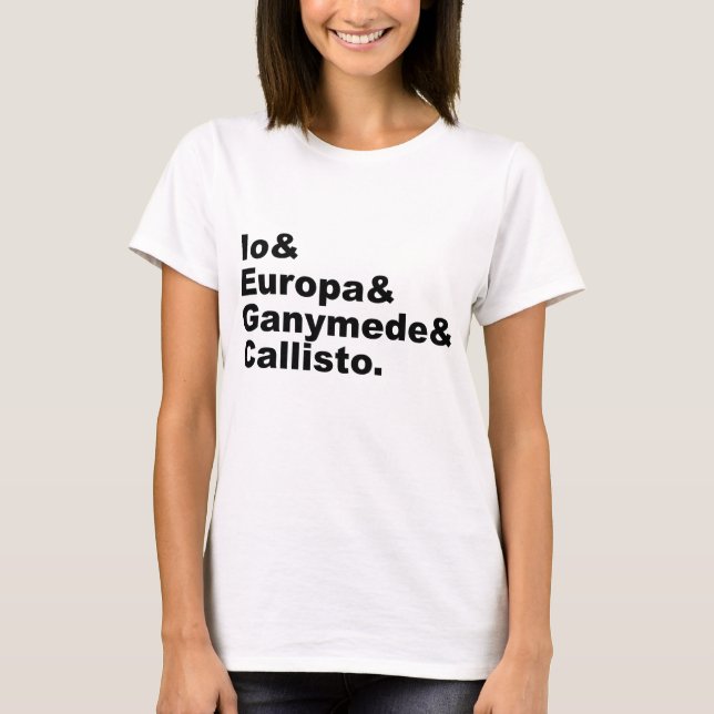 Camiseta Luas Galileu| Io Europa Ganymede Callisto (Frente)