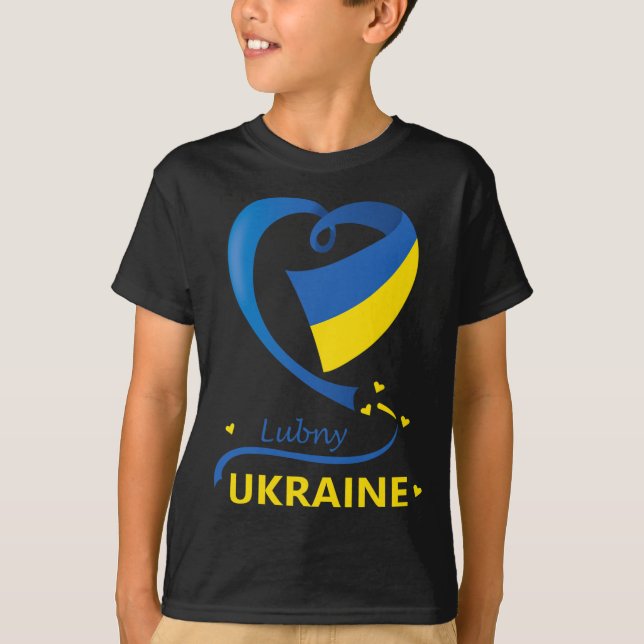 Camiseta Lubny Ukraine National Flag Heart Emblem Crest  (Frente)