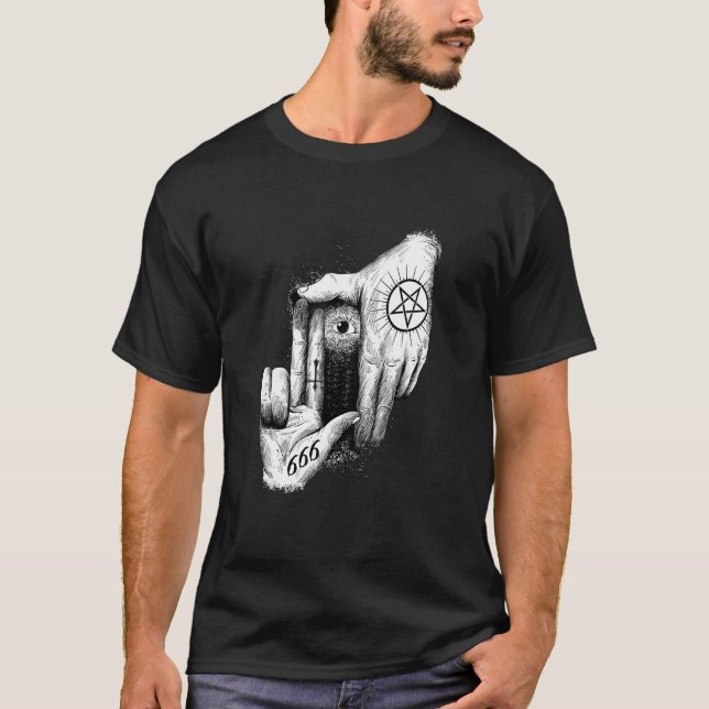Camiseta Lucifer está te observando 666 Occult Baphomet Goa (Frente)