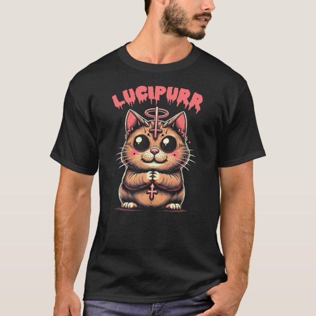 Camiseta Lucifer Occult Devil Cat Lucipurr Halloween Demon  (Frente)