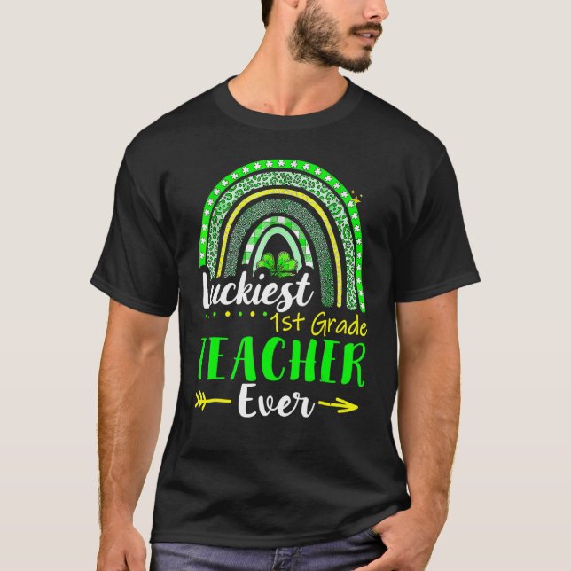 Camiseta Luckiest 1st Grade Teacher Ever St Patrick's Day L (Frente)