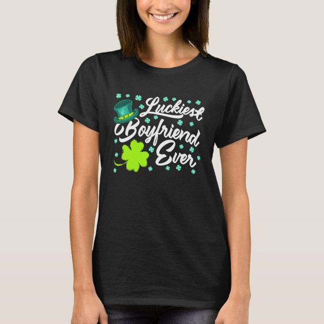 Camiseta Luckiest Boyfriend Ever Valentine's Day St Patrick (Frente)