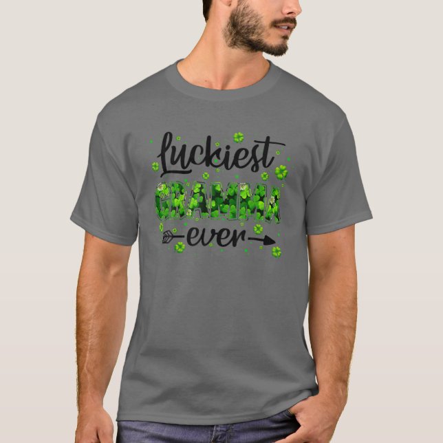 Camiseta Luckiest Gramma Ever Shamrock St Patrick's Day Iri (Frente)