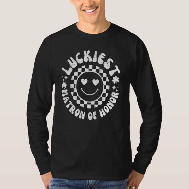 Camiseta Luckiest Matron of Honor Mrs Lets Get Lucked Up Ba (Frente)