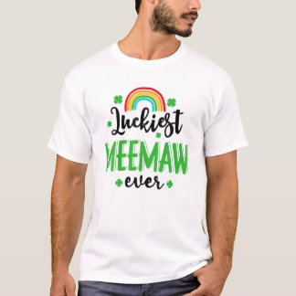Camiseta Luckiest Meemaw Ever St.Patrick's Day Rainbow Clov