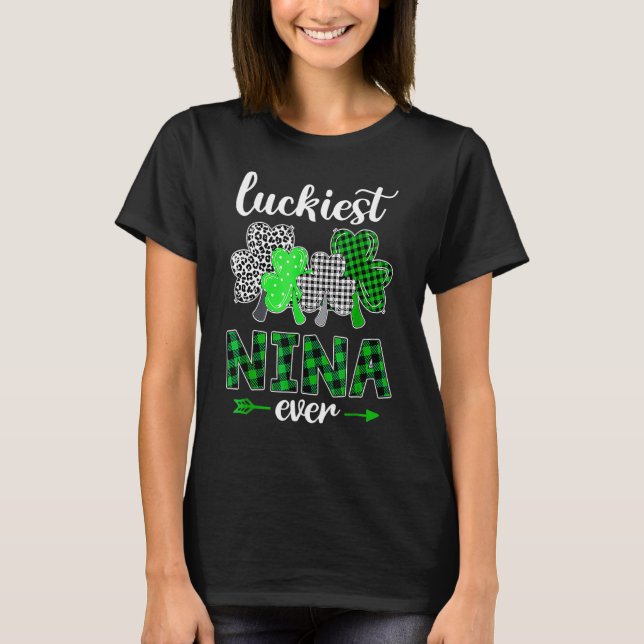 Camiseta Luckiest Nina Ever Shamrock Green Plaid St Patrick (Frente)