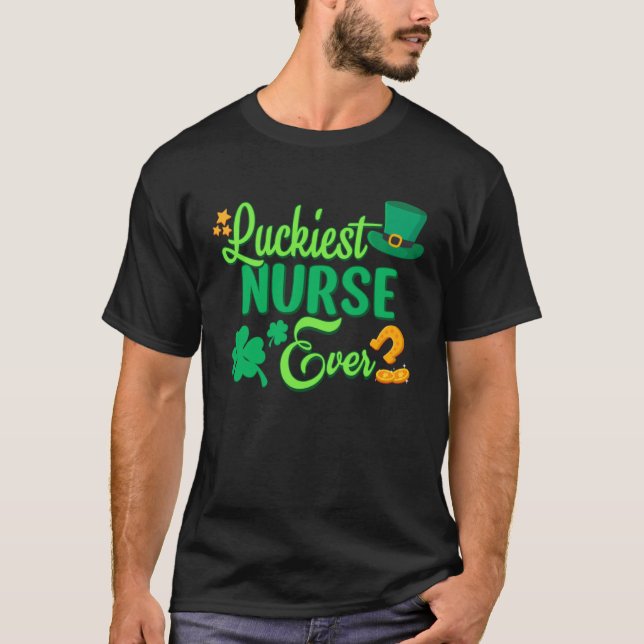 Camiseta Luckiest Nurse Ever St Patricks Day Cute Men Women (Frente)