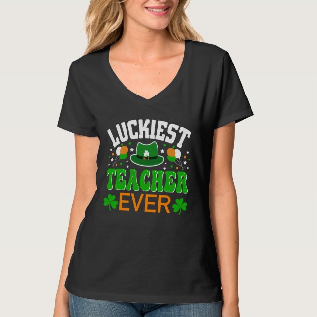 Camiseta Luckiest Teacher Ever  St Patricks Day (Frente)